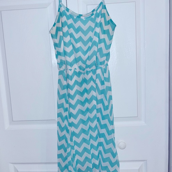 chinese dress ladies Multi Color Chevron Dress With Mint Top main image 1